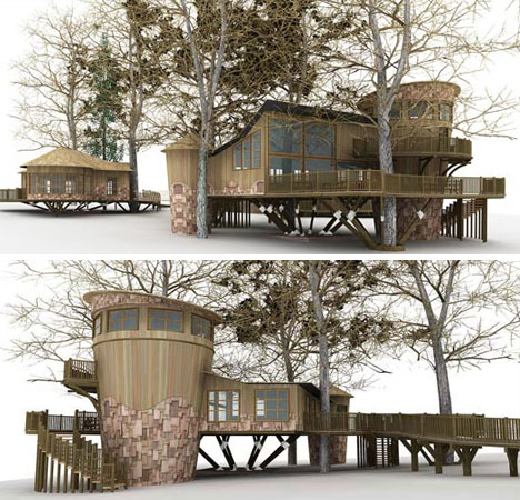 tree house ideas. elevated-faux-tree-house-