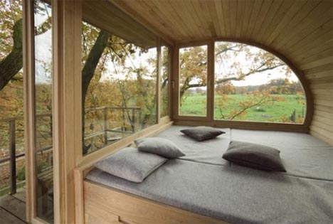 tree-house-interior-view. Some of their tree houses are simple, one level 