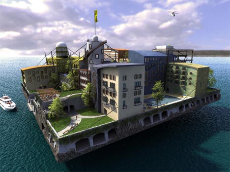 floating futuristic city design