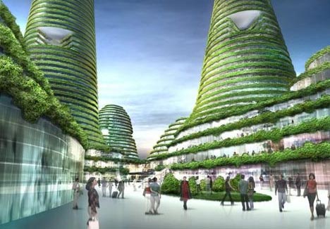 futuristic eco city center