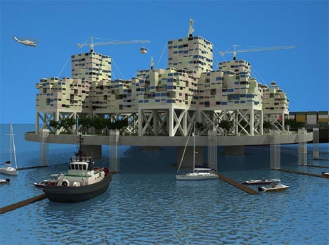 futuristic floating city idea
