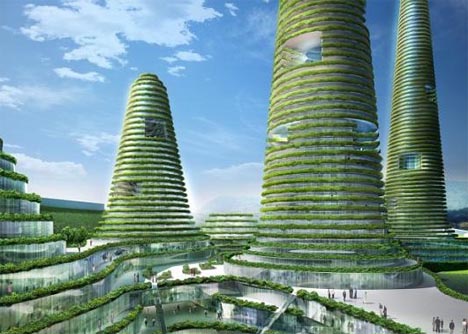 futuristic living city walls