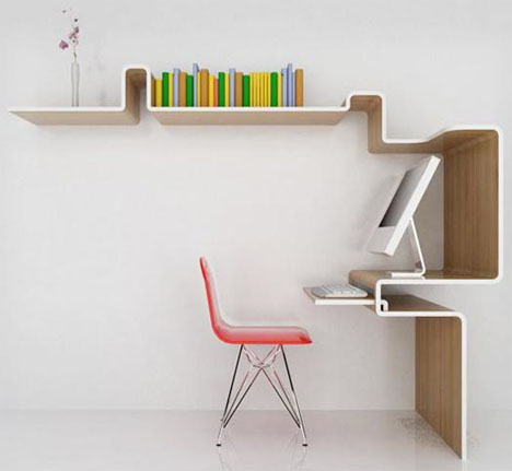 Wooden Wall  on Space Saving Furniture  Home Office Desk   Storage Idea   Designs