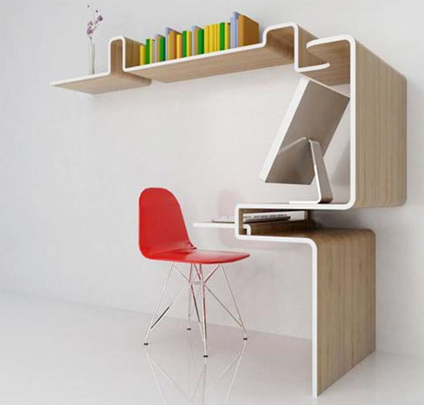 Wonders: Space-Saving Furniture: Home Office Desk & Storage Idea