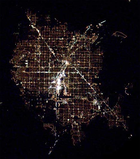 city nighttime aerial photo las vegas. The Las Vegas strip is said to be the 