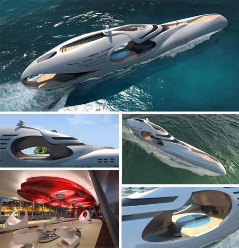 futuristic luxury houseboat yacht