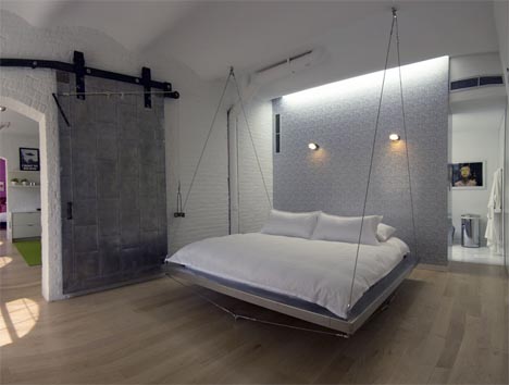 hanging floating loft bed design