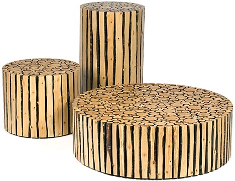 log furniture stools seats