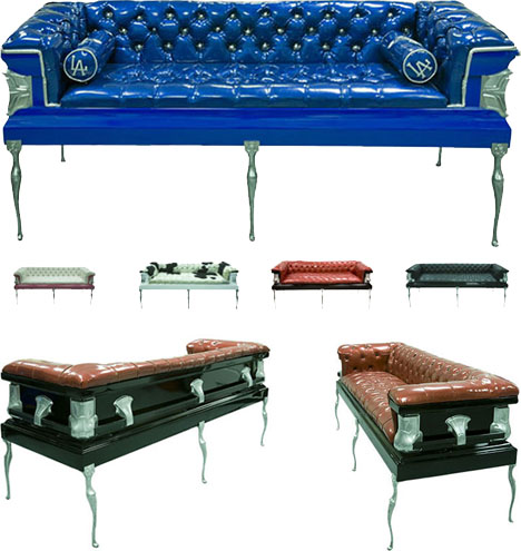 caskets and coffins. coffin couches and sofas