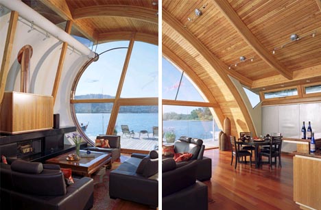 floating wood home interior