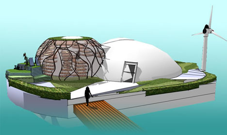 floating futuristic green concept