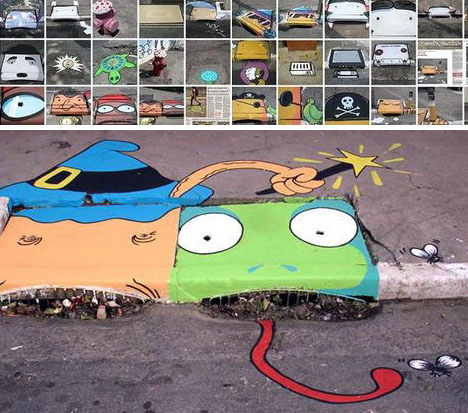 famous graffiti artwork. street art drain graffiti