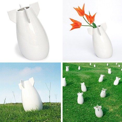 round white missile vase