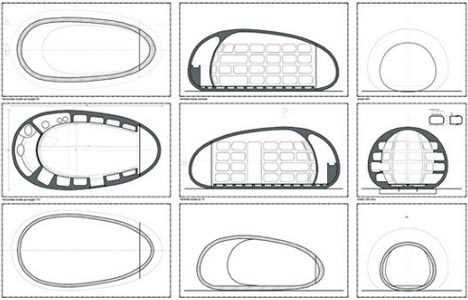 egg round house plan section