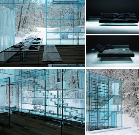 futuristic glass home furniture