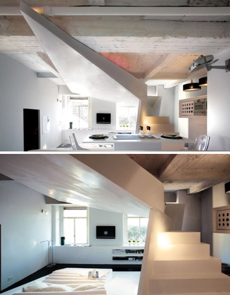 white black concrete interior design