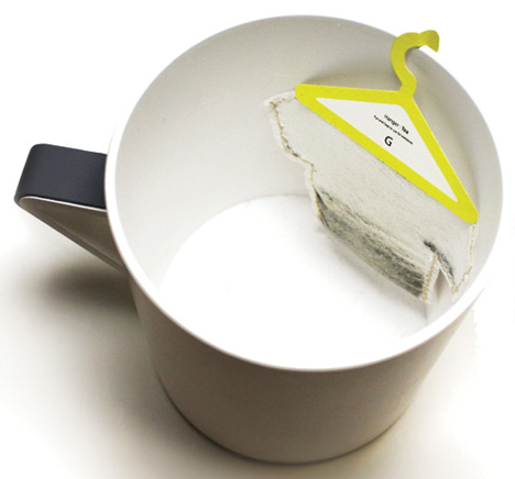 tee bags tea shirts in cup