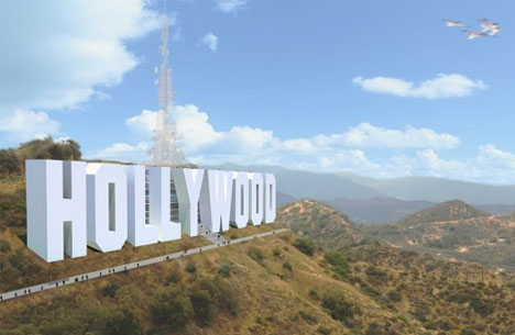 2D Hollywood Sign Redesigned as a Huge 3D Hillside Hotel