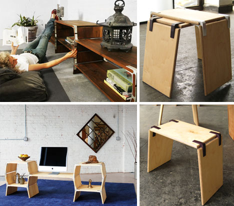 modular recycled stools tables