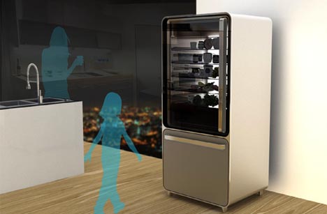 futuristic computer cookbook fridge