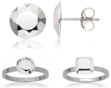 metal diamond ear studs