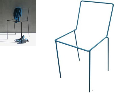 Spare Chair: Seat-Free Metal Frame (Really a Clothes Rack)