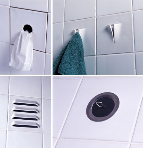 white functional bathroom tile