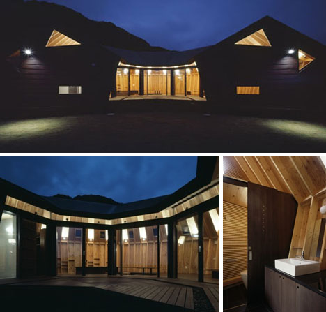 spaceship house at night