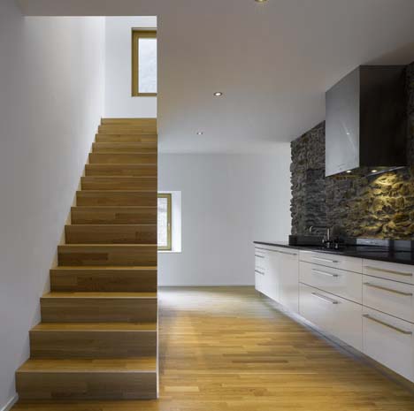 stone wood white interior