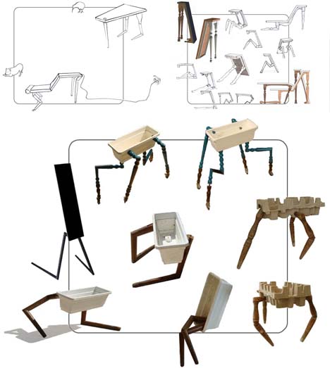 animated furniture sketches models