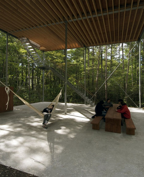 modern tree cabin deck