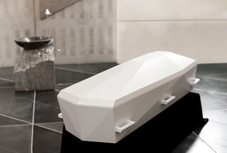 diamond white wood coffin