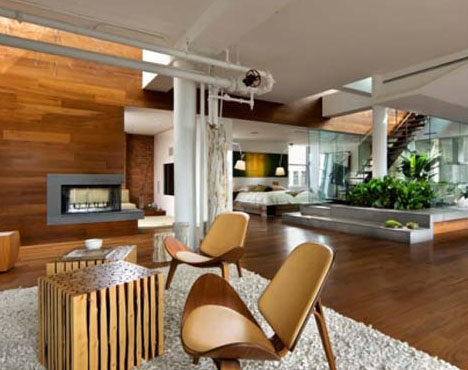 penthouse wood living room