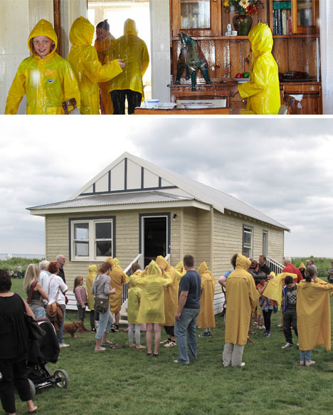 raining inside visitors coats