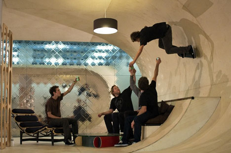 skateboard wall home interior