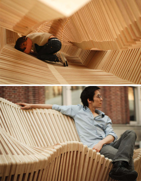 kinetic motion undulating bench