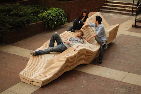 kinetic moving wooden bench b