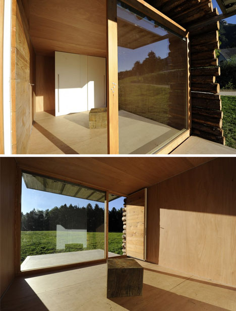wood cabin interior exteroir
