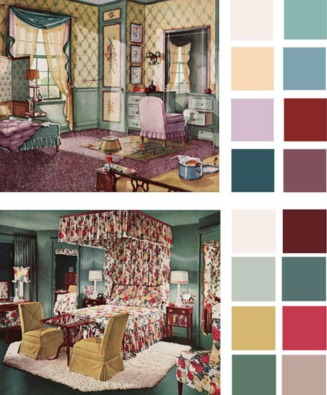 vintage room colors palettes