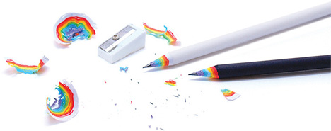 colorful rainbow recycled pencils