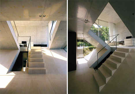 concrete slants define interior spaces