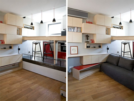 hidden furniture paris micro-apartment