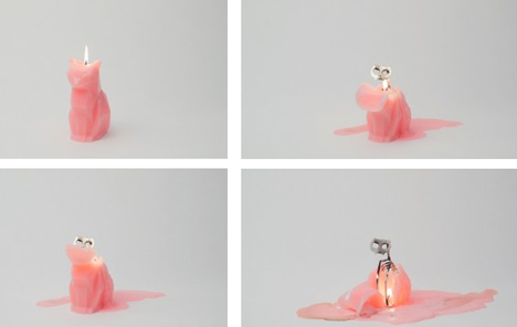 melting cat candle