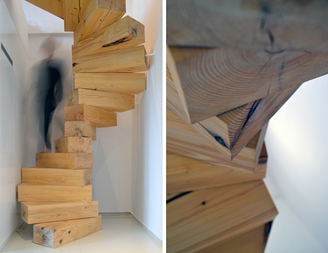 wood block staircase