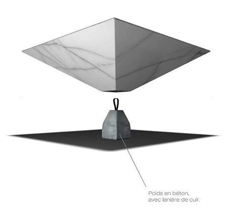 illusion inverted pyramid marble table