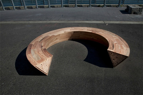 circular wooden bench