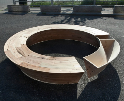 round and round circular storage bench