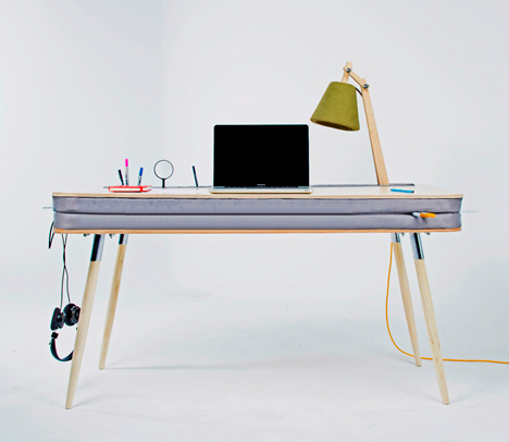 wood and foam desk work table