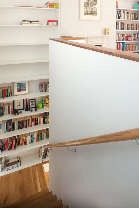 wraparound staircase bookshelves