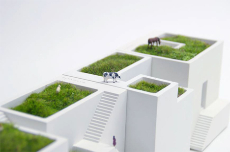 miniature village white stone house planters